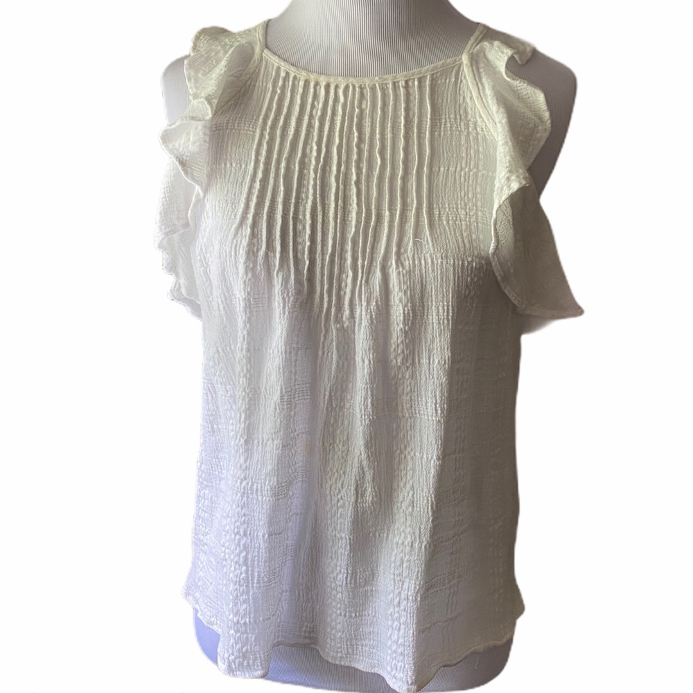 Boho White Top with Ruffles Sz XS